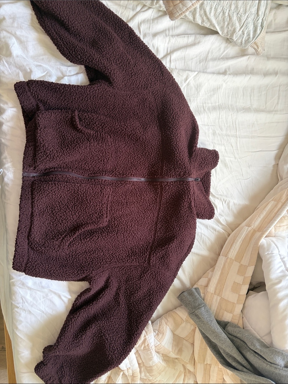Old Navy Dark Plum Teddy Sherpa Zip Jacket